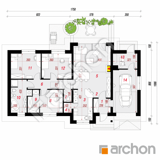 Проект будинку ARCHON+ Будинок в нерінах 6 План першого поверху