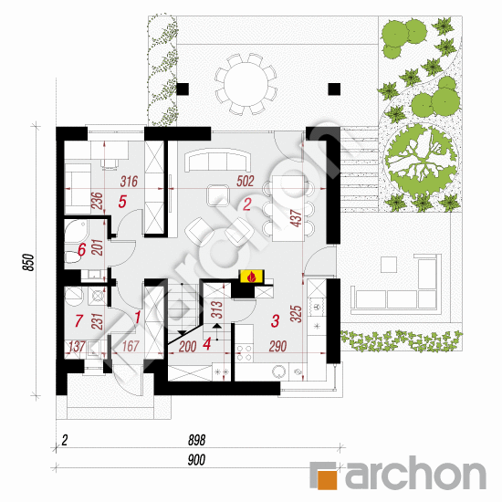 Проект будинку ARCHON+ Будинок в малинівці 2 (Б) План першого поверху