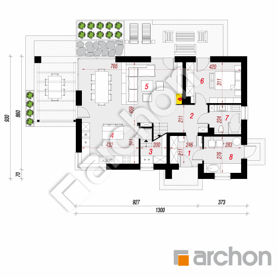 Проект будинку ARCHON+ Будинок в крупках План першого поверху