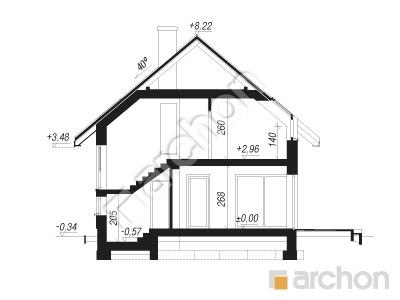 Проєкт будинку ARCHON+ Будинок в крупках Розріз будинку