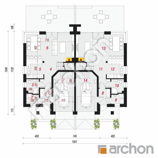 Проект дома ARCHON+ Вилла Юлия 5 (Т) План першого поверху