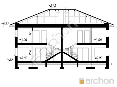 Проект дома ARCHON+ Вилла Юлия 5 (Т) Розріз будинку