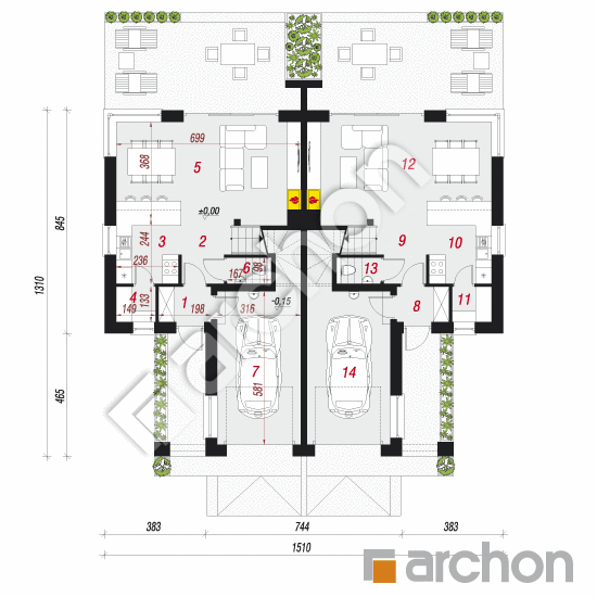 Проект будинку ARCHON+ Вілла Юлія 3 вер.2 План першого поверху