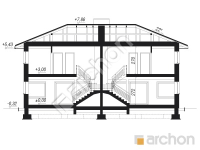 Проект дома ARCHON+ Вилла Юлия 3 вер.2 Розріз будинку