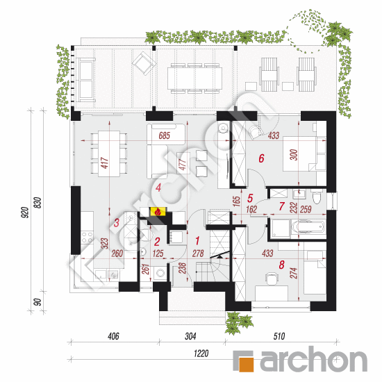 Проект будинку ARCHON+ Будинок під липкою 2 План першого поверху