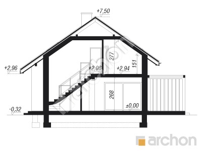 Проект дома ARCHON+ Дом под липкой 2 Розріз будинку