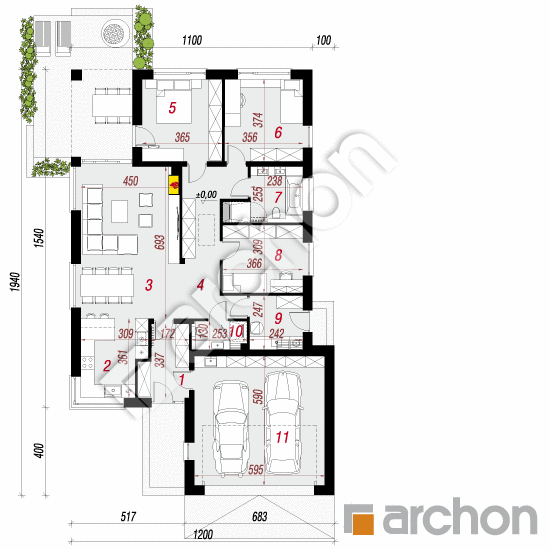 Проект будинку ARCHON+ Будинок в ренклодах 21 (Г2) План першого поверху