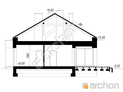 Проект дома ARCHON+ Дом в ренклодах 21 (Г2) Розріз будинку