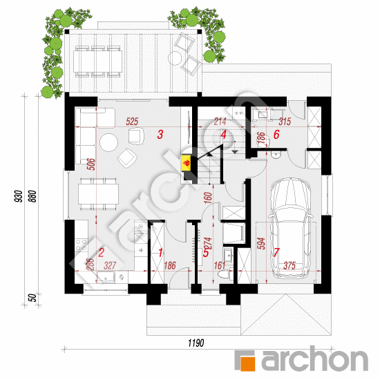 Проект будинку ARCHON+ Будинок в люцерні 12 План першого поверху