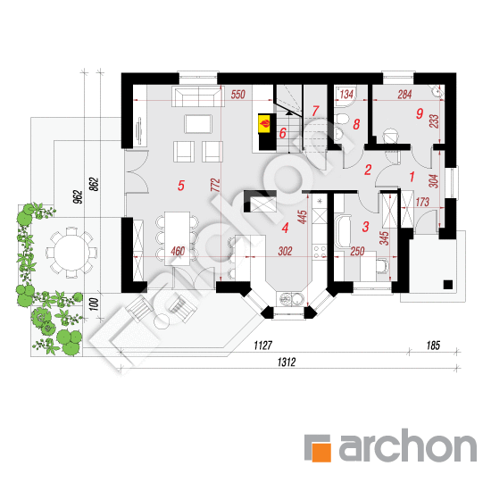 Проект дома ARCHON+ Дом в майоране 2 (АТ) План першого поверху