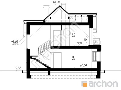 Проєкт будинку ARCHON+ Будинок в майорані 2 (АТ) Розріз будинку