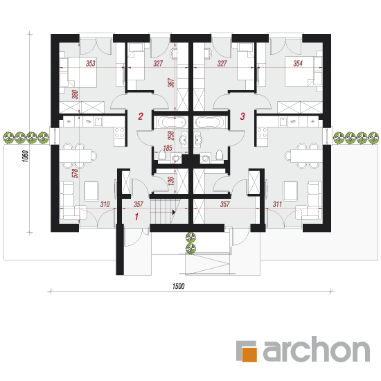 Проект будинку ARCHON+ Будинок при тракті План першого поверху