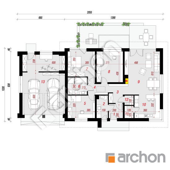 Проект будинку ARCHON+ Будинок під червоною горобиною 8 (Г2Н) План першого поверху