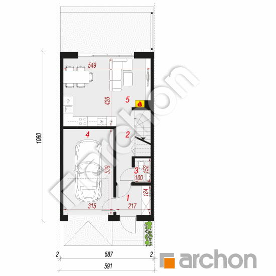 Проект будинку ARCHON+ Будинок в рівіях 16 (ГС) План першого поверху