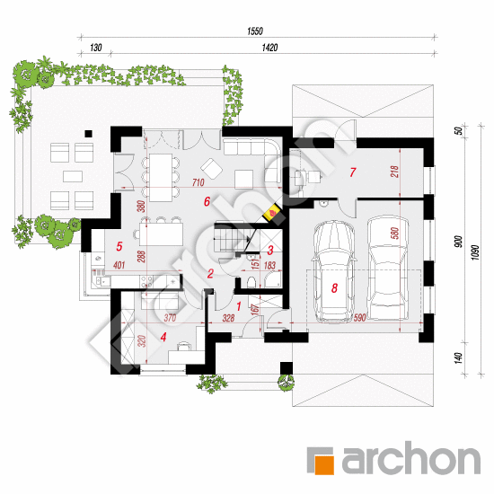 Проект будинку ARCHON+ Будинок в алоізіях (Г2) План першого поверху
