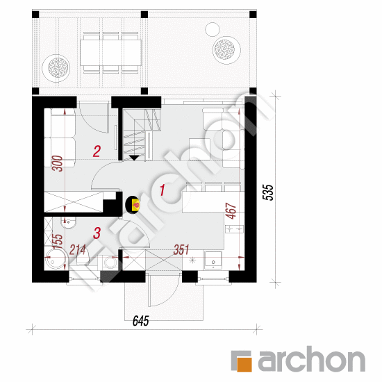Проект дома ARCHON+ Летний домик в крокусах 5 План першого поверху