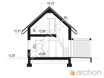 Проект дома ARCHON+ Летний домик в крокусах 5 Розріз будинку