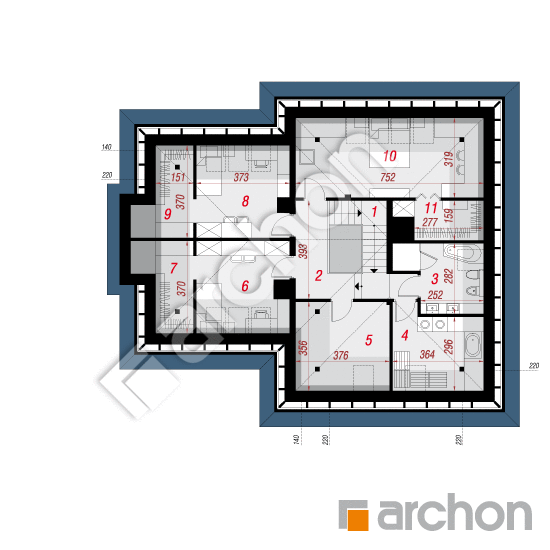 Проект дома ARCHON+ Дом в кортусах План мансандри