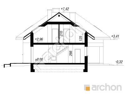 Проект дома ARCHON+ Дом в кортусах Розріз будинку