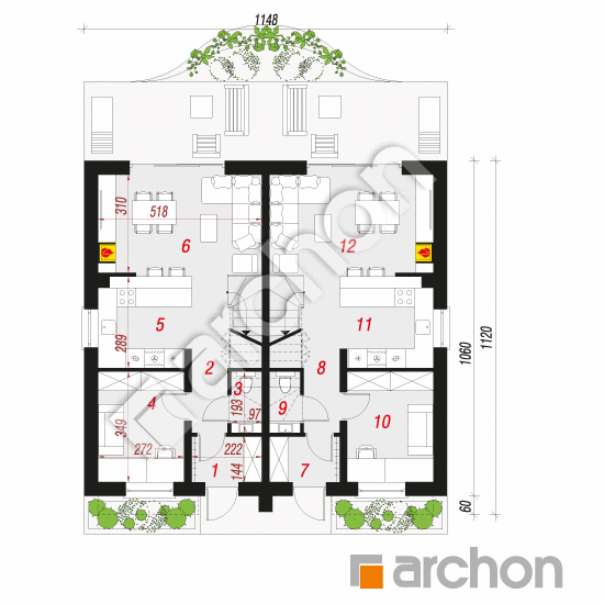 Проект дома ARCHON+ Дом под гинко 10 (Р2) План першого поверху
