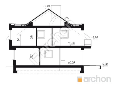 Проект дома ARCHON+ Дом под гинко 10 (Р2) Розріз будинку