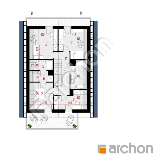 Проект дома ARCHON+ Дом во флоксах 3 (П) План мансандри