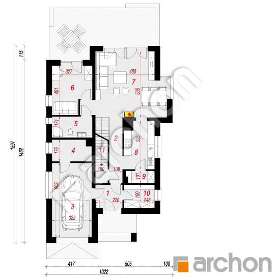 Проект дома ARCHON+ Дом во флоксах 3 (П) План першого поверху