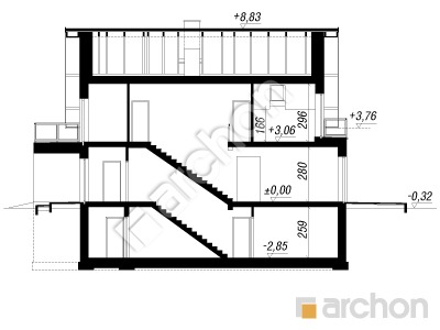Проект дома ARCHON+ Дом во флоксах 3 (П) Розріз будинку