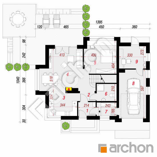 Проект будинку ARCHON+ Будинок в рододендронах 8 (НМ) План першого поверху