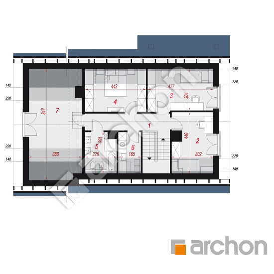 Проект дома ARCHON+ Дом в малиновках 3 (Т) План мансандри