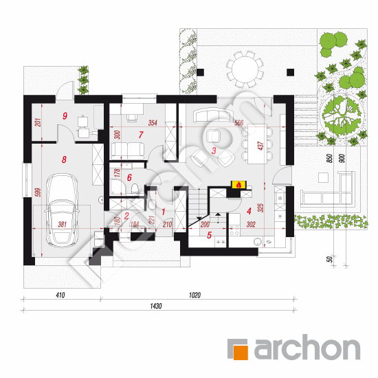 Проект дома ARCHON+ Дом в малиновках 3 (Т) План першого поверху