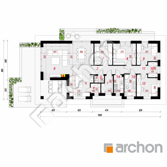 Проект дома ARCHON+ Дом в магониях План першого поверху