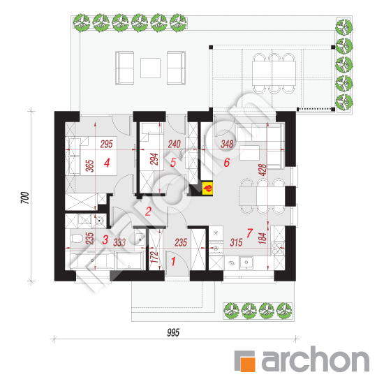 Проект дома ARCHON+ Дом в ирисе 4 (Н) План першого поверху