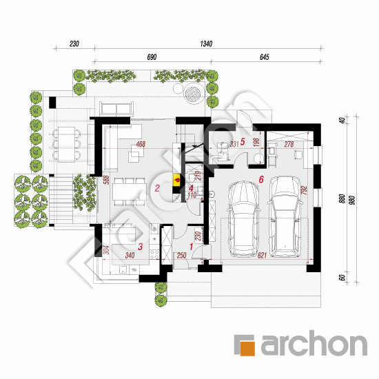 Проект дома ARCHON+ Дом в фаворитках (Г2) План першого поверху