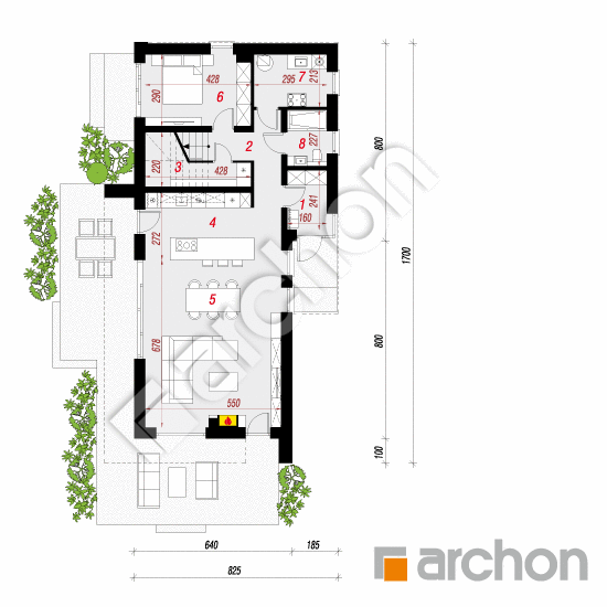 Проект будинку ARCHON+ Будинок під опунціями 2 (Е) План першого поверху
