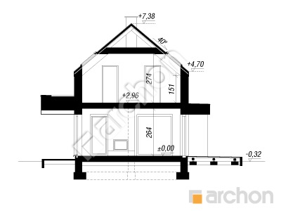 Проект дома ARCHON+ Дом под опунциями 2 (Е) Розріз будинку