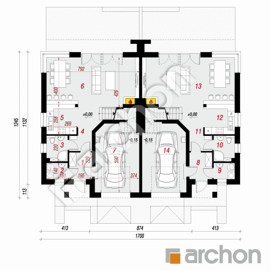 Проект дома ARCHON+ Вилла Юлия 4 (Р2) вер.2 План першого поверху