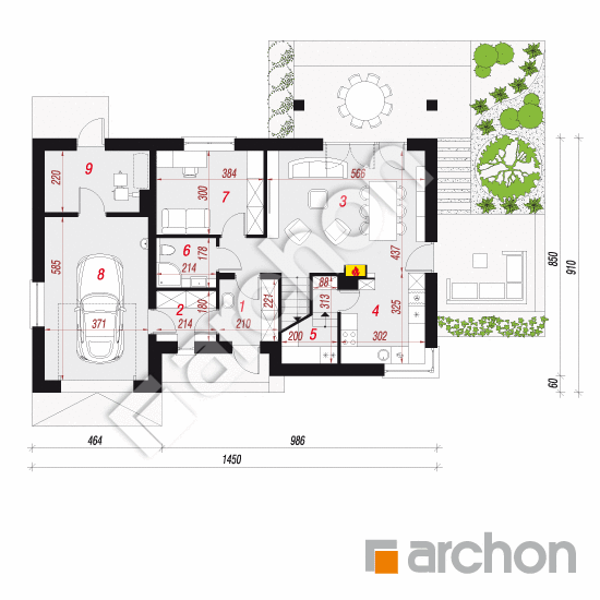 Проект будинку ARCHON+ Будинок в малинівці (Г) План першого поверху
