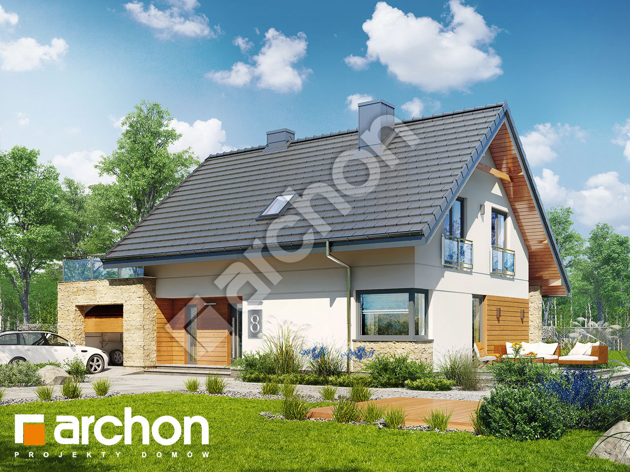 Проект дома ARCHON+ Дом в малиновках (Г) стилизация 5
