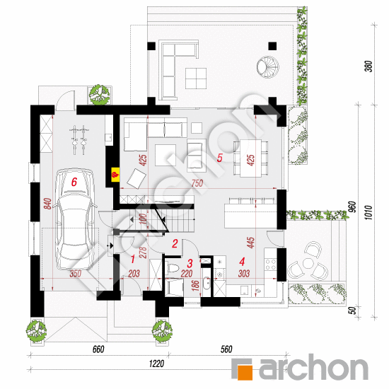 Проект дома ARCHON+ Дом в аурорах 7 (П) План першого поверху