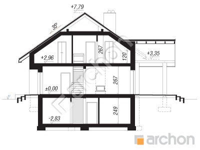 Проєкт будинку ARCHON+ Будинок в аурорах 7 (П) Розріз будинку