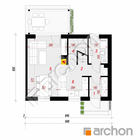 Проект будинку ARCHON+ Будинок в еверніях 4 (БА) План першого поверху
