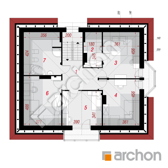 Проект будинку ARCHON+ Будинок в ехінацеях вер.2 План мансандри
