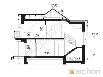 Проект дома ARCHON+ Дом в эхинацеях вер.2 Розріз будинку