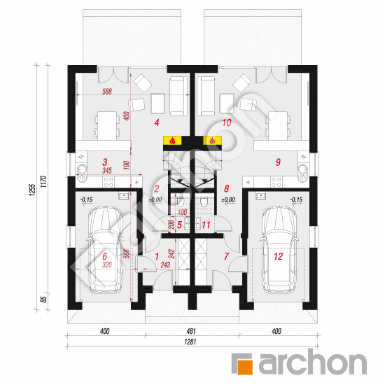 Проєкт будинку ARCHON+ Будинок під гінко 7 (ГР2) вер.2 План першого поверху