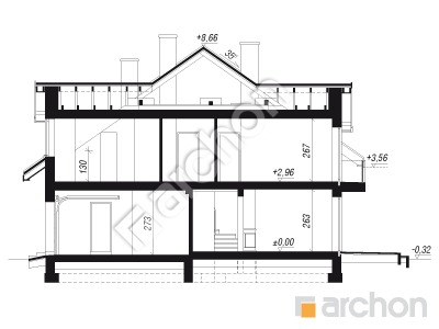 Проект дома ARCHON+ Дом под гинко 7 (ГР2) вер.2 Розріз будинку
