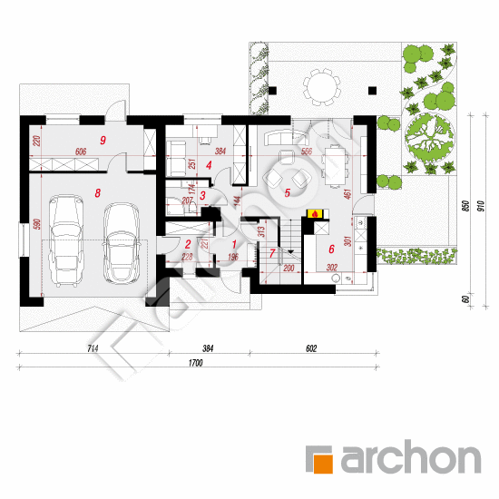 Проект дома ARCHON+ Дом в малиновках (Г2П) План першого поверху