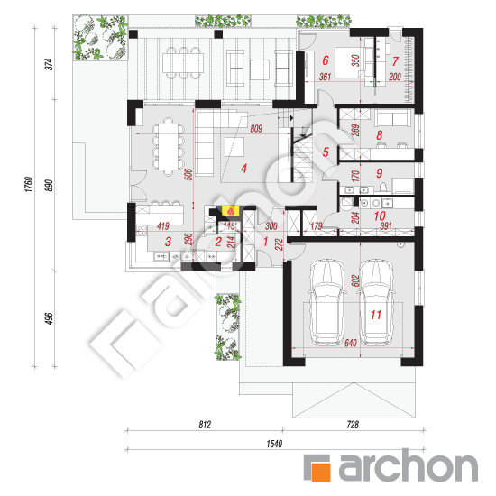 Проект будинку ARCHON+ Будинок в підсніжниках 15 (Г2) План першого поверху