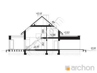 Проект дома ARCHON+ Дом в подснежниках 15 (Г2) Розріз будинку