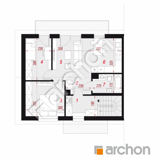 Проект будинку ARCHON+ Будинок в пілеях (Р2БЕ) вер.2 План мансандри